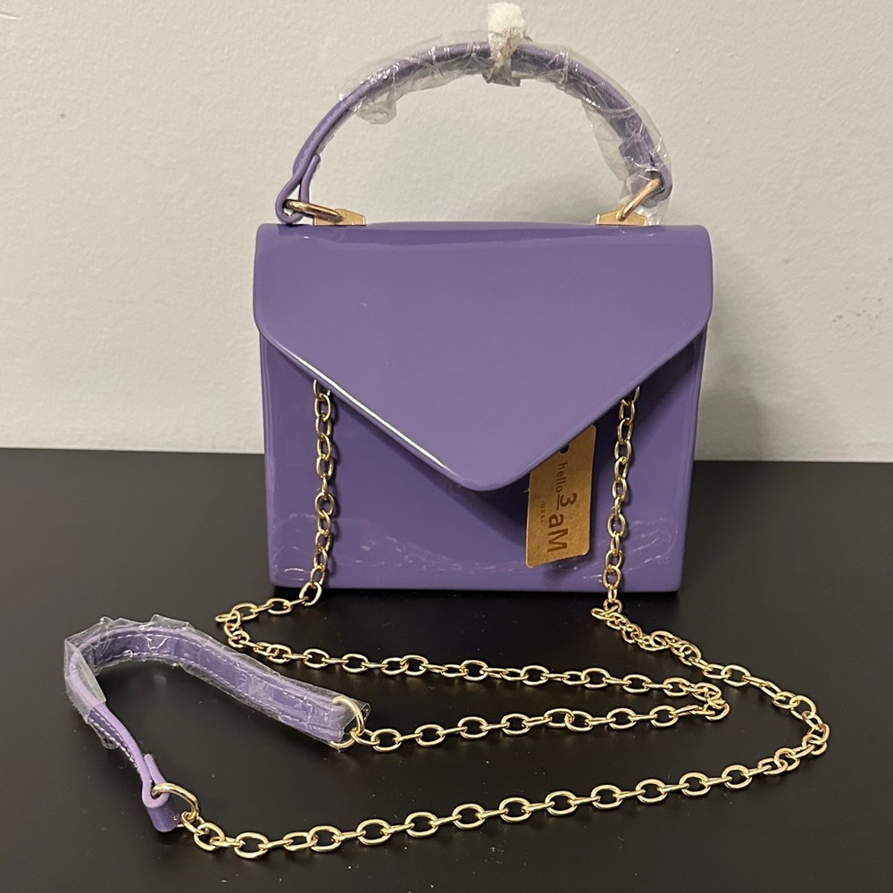 3am Forever Lavender Mini Bag with Gold Chain. NWT